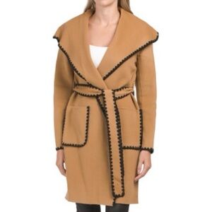 Elie Tahiri Wool Whipstich Belted Coat